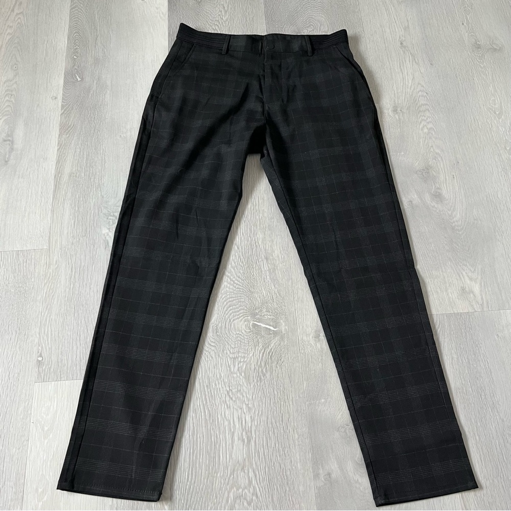 ZARA DRESS PANTS GRAY BLACK CHECK SLIM FIT MENS MEDIUM